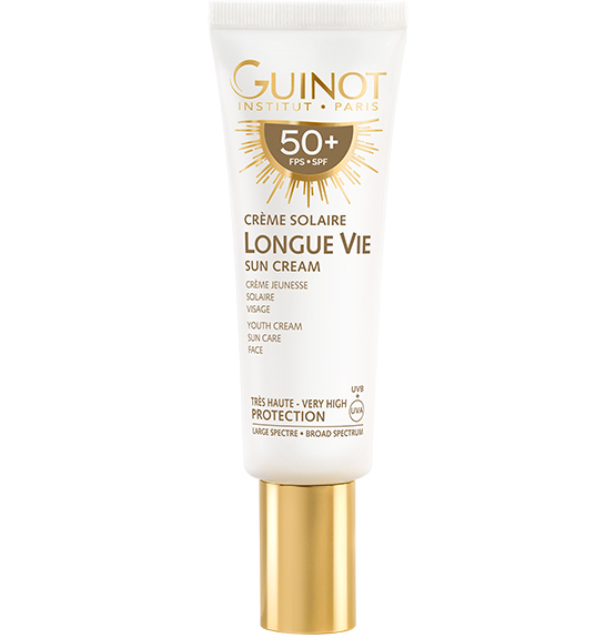 Guinot Creme Solaire Longue Vie SPF50+ Омолаживающий лифтинг-крем для лица с 56 активными компонентами SPF 50+, 50 мл