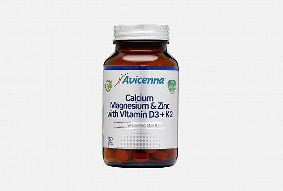 AVICENNA Ca Mg & Zinc with Vitamin D3 + K2 Кальций Магний Цинк Д3 и К2, 60 капс.