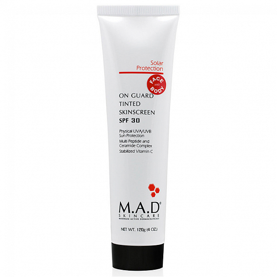 M.a.d Solar Protection On Guard Tinted Skinscreen Защитный маскирующий крем для лица и тела SPF 30, 120 г