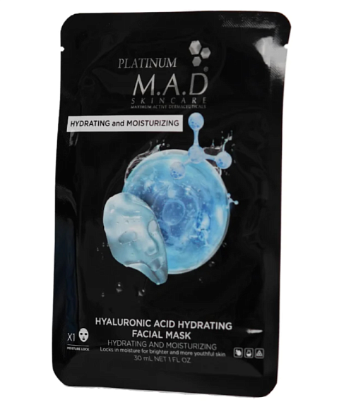 M.a.d. Platinum Hyaluronic Acid Hydrating Facial Mask Восстанавливающая маска-саше «Платинум», 1 шт