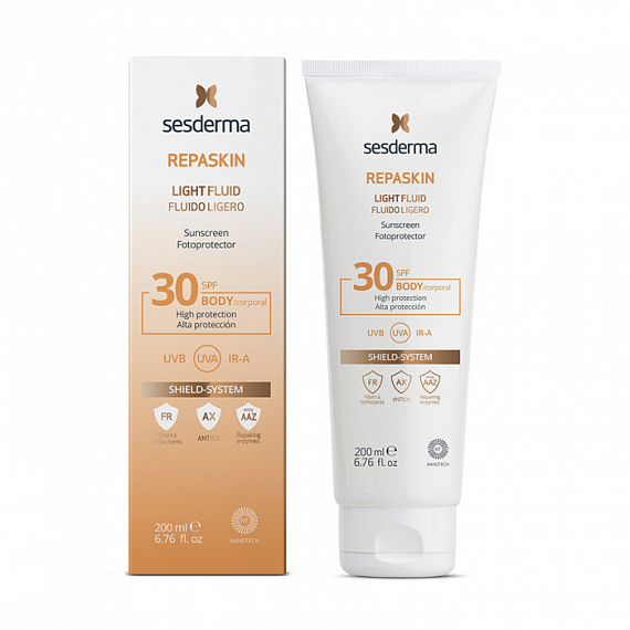 Sesderma REPASKIN LIGHT FLUID Body sunscreen SPF 30 Флюид нежный солнцезащитный  для тела, 200 мл