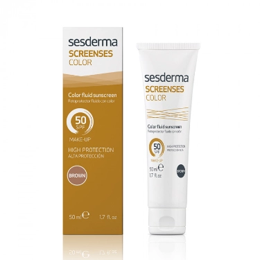 Sesderma SCREENSES COLOR Fluid sunscreen SPF 50 Brown – Средство солнцезащитное тональное СЗФ 50 (Темный тон), 50 мл
