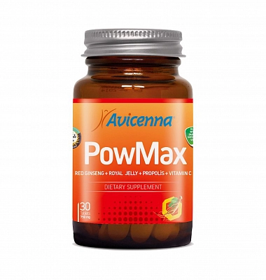 AVICENNA PowMax ПауМакс (красный женьшень, маточное молочко, прополис, витамин С) , 30 капс.