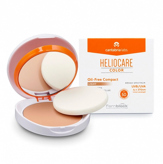 Heliocare Color Compact Oil-Free Spf 50 Light Крем-пудра компактная  с Уф-защитой Spf50 для жирной и комбинированной кожи (светлый), 10 гр