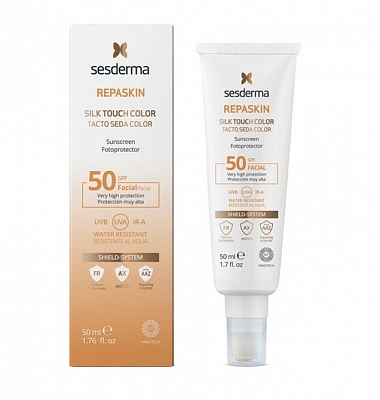 Sesderma REPASKIN SILK TOUCH COLOUR Facial sunscreen SPF 50 Средство солнцезащитное с тонирующим эффектом для лица, 50 мл