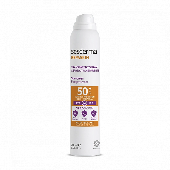 Sesderma REPASKIN TRANSPARENT SPRAY Body sunscreen SPF 50 – Спрей солнцезащитный прозрачный для тела СЗФ 50, 200 мл (Aerosol)